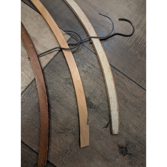 Bundle Lot of 3 Vintage Wooden Curved Clothes Coat Hangers - Picture 2 of 3